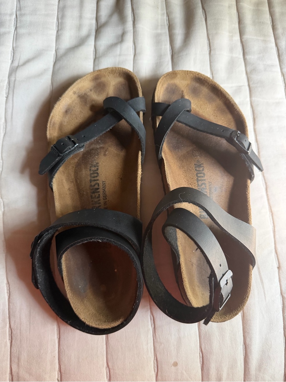 Birkenstock Black Leather Cross-Strap Sandals
